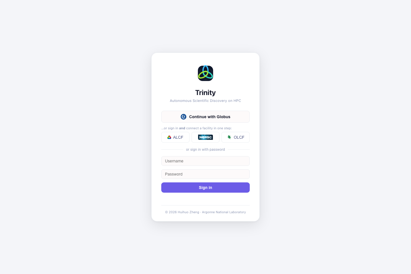 Trinity login page
